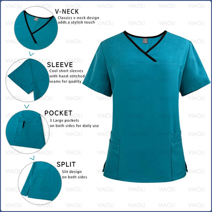 Surgical Uniforms Woman Nursing Sets Pocket Top Straight Pants Medical Nurse Uniform Scrubs Clinical Beauty Salon Hospital Suits-KarWorkwear