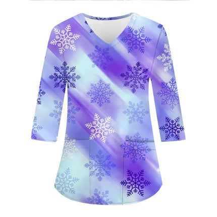 Women Medical Uniforms Christmas 3D Printing Long Sleeve Tops Fashion Hospital Working Scrubs Medical Supplies Nurse Nursing Clo-KarWorkwear