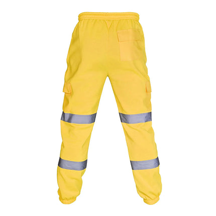Mens Work Uniform Bottoms Safety Sweat Pants Striped Reflective Pants Loose Mens Jogging Trousers Joggers Patchwork Workwear