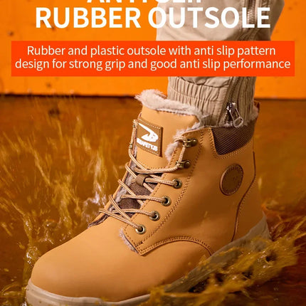 Latest 2024 Fashion Winter Warm Men's Work Safety Boots Waterproof Rugged Steel Toe Shoes Sneakers Safety Protection Coldproof