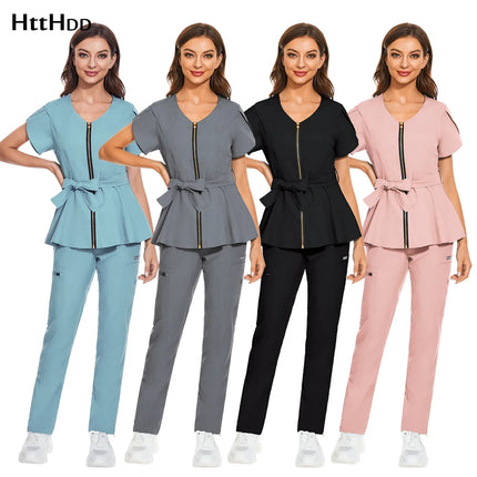 Beauty Salon Work Uniforms Short-sleeved Health Service Work Suit Pet Scrubs Costume Women Clothes Scrubs Medical Uniforms Women-KarWorkwear