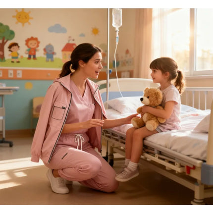 3-Piece Winter Thick Medical Set Warm Long Sleeve Scrub Suit & Surgical Gown for Nurses