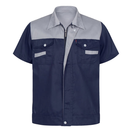 Men Women Short Sleeve Work Coat Workshop Shirts Motor Mechanic Uniform with Two-pocket T-shirts Man Workshop Overalls Top-KarWorkwear