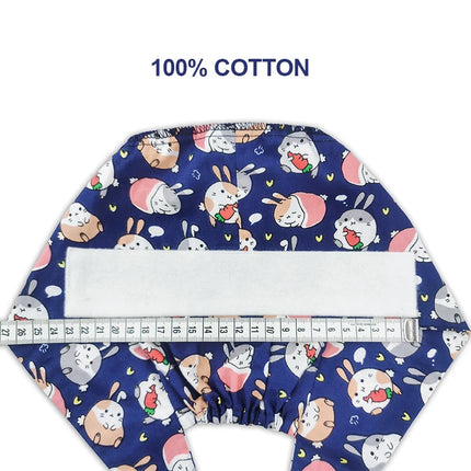 Clearance Pattern Scrub Cap Tie Back Working Hat 100% Cotton Washable Sweatband Beautician Dust Proof Scrub Caps-KarWorkwear