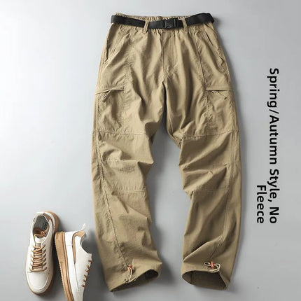 Outdoor Workwear Pants Men's Loose Fce Lined Thi Soft ell Hiking Pants Windproof Waterproof Polyester Fiber Straight Leg