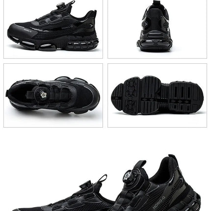 Rotating Button Men Safety Shoes Protective Sneakers Steel Toe Cap Anti-smash Work Shoes Fashion Indestructible Boots Security-KarWorkwear