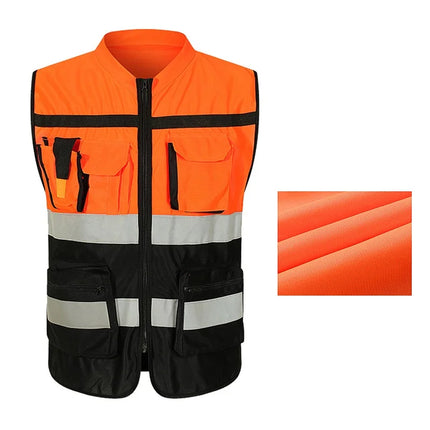 Durable Multi Pocket Workwear Vest With/Without Waistband Strip Protective Clothing Safety For Night Running Factory Unisex