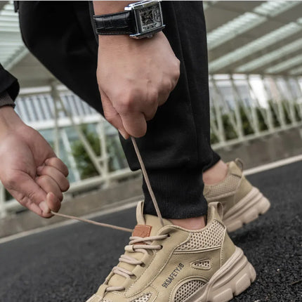Work Shoes Hollow Breathable Steel Toe Boots Lightweight Safety Work Shoes Anti-slippery For Men Women Male Work Sneaker