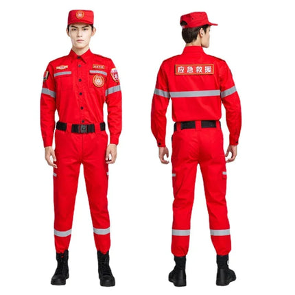New Fire Fighter Suit Emergency Rescue Clothing Disaster Relief Coat Anti-static Wear-resistant Coverall Labor Work Uniforms-KarWorkwear