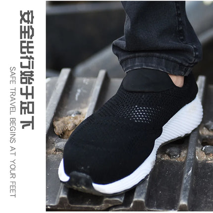 New 2022 Summer Breathable Men Casual Shoes Steel Toe Cap Indestructible Safety Working Shoes Outdoor Men Footwear-KarWorkwear