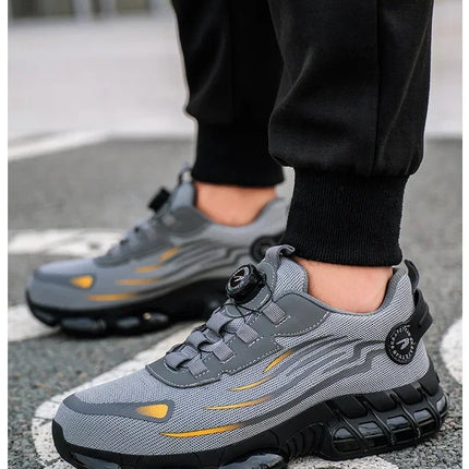 Rotating Button New Safety Shoes Men Anti-smash Anti-puncture Work Shoes Fashion Men Sport Shoes Security Protective Boots Men