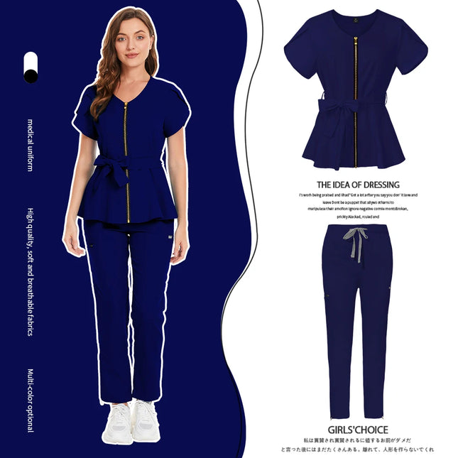Multicolor Scrubs Medical Uniforms Women Solid Color Beauty Salon Work Uniform Pet Hospital Scrub Uniform Dentistry Work Clothes-KarWorkwear