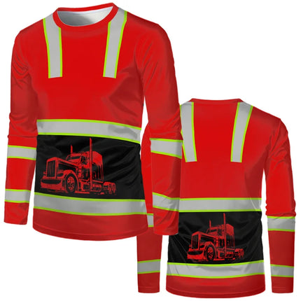 Construction worker workwear, classic loose round-neck T-shirt, long-sleeved shirt, comfortable breathable workwear