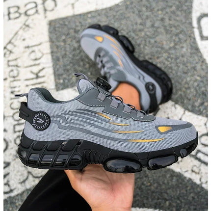 Rotating Button New Safety Shoes Men Anti-smash Anti-puncture Work Shoes Fashion Men Sport Shoes Security Protective Boots Men