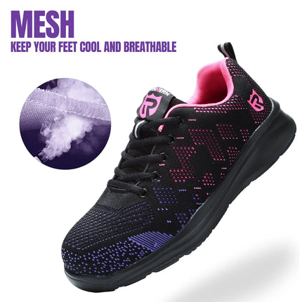 LARNMERN Safety Shoes for Women Anti-puncture Steel Toe Shoes Breathable Non Slip Work Shoes  Sneakers-KarWorkwear