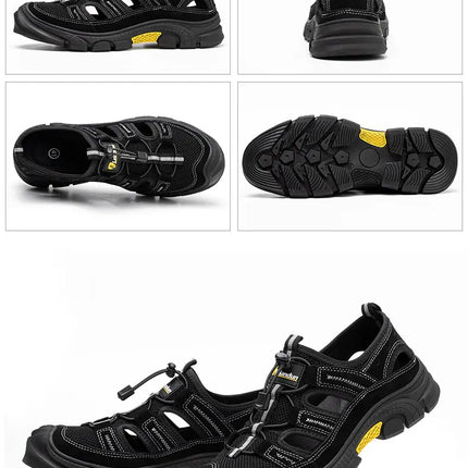Safety Shoes Men Summer Breathable Work Sandals Men Anti-smash Anti-puncture Indestructible Shoes Work Sneakers Protective Shoes-KarWorkwear