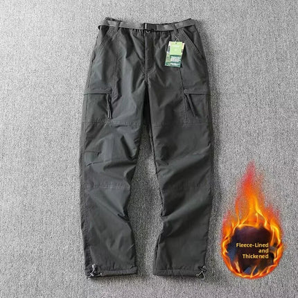 Outdoor Workwear Pants Men's Loose Fce Lined Thi Soft ell Hiking Pants Windproof Waterproof Polyester Fiber Straight Leg