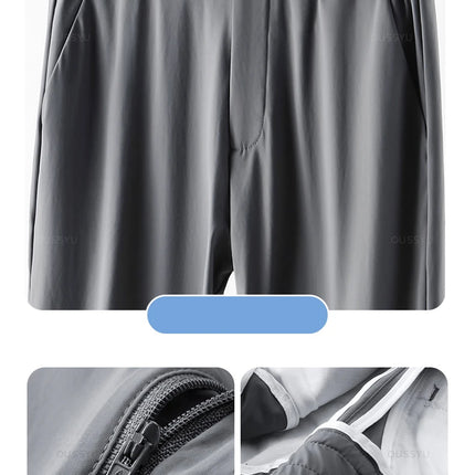 Spring Summer Men's Casual Pants Business Stretch Slim Fit Elastic Waist Jogger Korean Classic Thin Black Gray Trousers Male