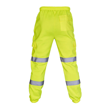 Mens Work Uniform Bottoms Safety Sweat Pants Striped Reflective Pants Loose Mens Jogging Trousers Joggers Patchwork Workwear