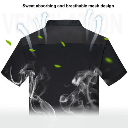 Chef Uniform Short Sleeves Soft Plus Size Bakery Restaurant Chef Uniform Work Clothes Chef Shirt Kitchen Work Attire-KarWorkwear