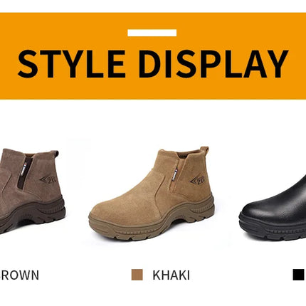 2023 Quality Leather Boots Men Safety Shoes Waterproof Work Boots Safety Steel Toe Shoes Men Puncture-Proof Indestructible Shoes-KarWorkwear
