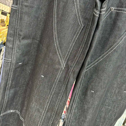 MIJKO Black Original Cow Jeans Wood Trousers Bright Line Design Comfortable Fit Workwear Casual Pants ZJ118