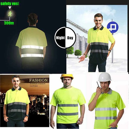 Safety Polo Shirt Custom Logo Work Uniform Motorcycle Cycling Sports Outdoor Reflective Clothing-KarWorkwear