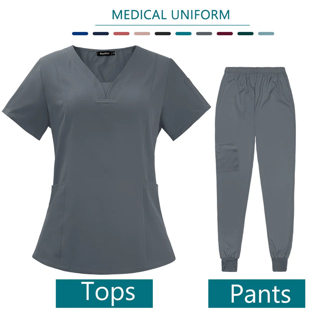 Solid Color Short Scrub Suit Nurse Uniforms Breathable Doctor Uniform for Women Wholesale Medical Clothing Beauty Salon Work Set-KarWorkwear