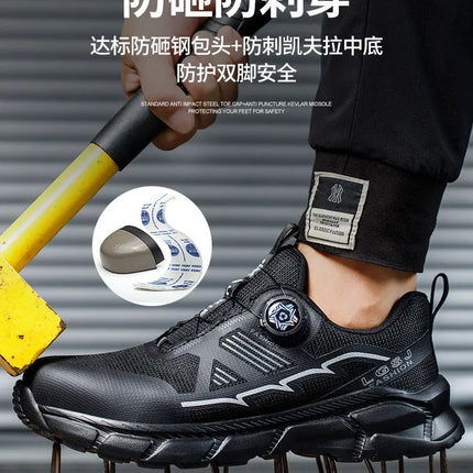 Rotating Button Men Shoes Security Sneakers Steel Toe Shoes Puncture-Proof work Shoes Anti-smash Sport Safety Shoes Protective-KarWorkwear