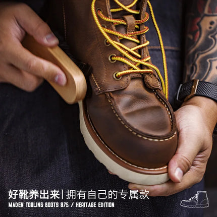 Maden Vintage 875 Ankle Boots Durable Leather High-top Shoes For Men Winter Round Toe Cowboy Boots Safety Work Shoes-KarWorkwear