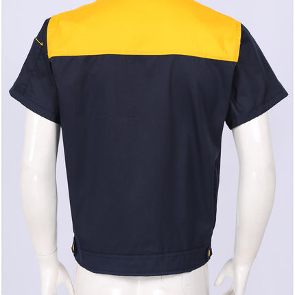 Men Women Short Sleeve Work Coat Workshop Shirts Motor Mechanic Uniform with Two-pocket T-shirts Man Workshop Overalls Top-KarWorkwear