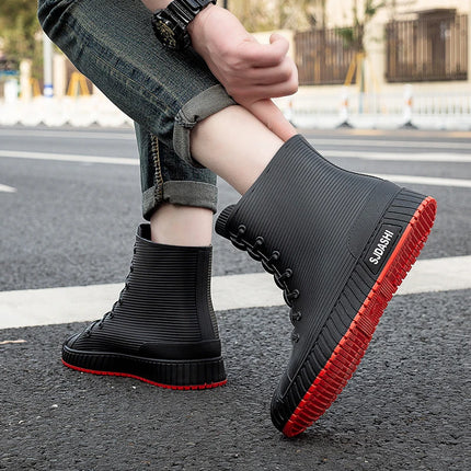 Versatile Casual Short-barreled Waterproof Shoes Men Women Lined With Fleece Warmth Anti-slip Wear-resistant Outdoors Rain Boots