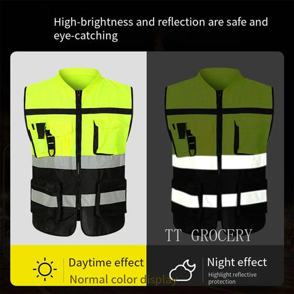 High Brightness Strip Safety protective clothing Breathable Workwear Multi Pocket Protective Clothing Safety For Night Running B
