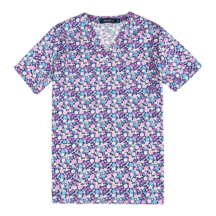 Niaahinn Gray Owl Printing Spa Uniform Women Beauty and Health Scrub Tops Beauty Salon Work Uniform Beauty Salon Scrubs Workwear-KarWorkwear