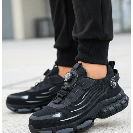 Rotating Button New Safety Shoes Men Anti-smash Anti-puncture Work Shoes Fashion Men Sport Shoes Security Protective Boots Men