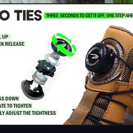 Waterproof Safety Boots Men Indestructible Steel Toe Work Boots Anti-smash Stab-resistant Safety Shoes Biker Botas Para Hombre