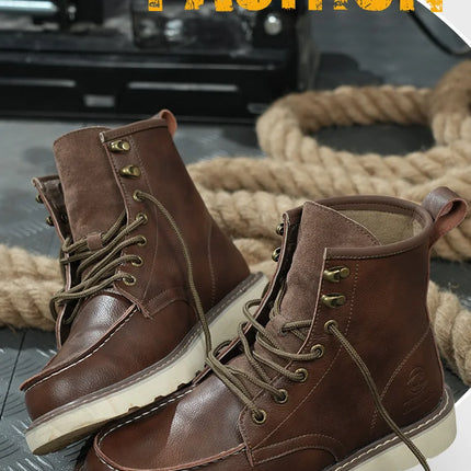 High quality leather boots Men Work Boots Waterproof Safety Shoes Men Autumn winter boots Steel toe shoes Puncture-Proof Boots