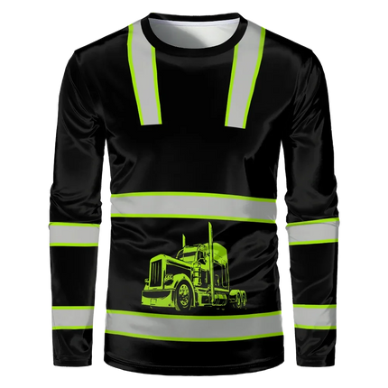 Construction worker workwear, classic loose round-neck T-shirt, long-sleeved shirt, comfortable breathable workwear