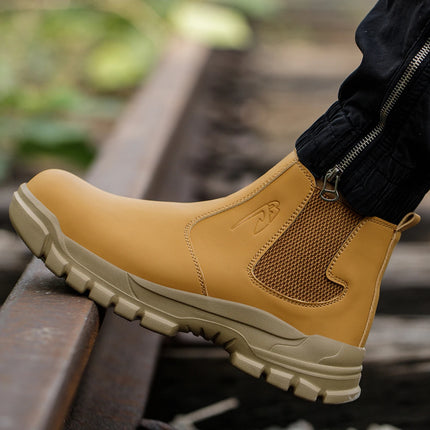Waterproof Men's Safety Work Boots Steel Toe Shoes Anti Impact And Anti-Puncture Outdoor Adventure Hiking Tactical Boots