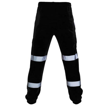 Men Sports Pants With Reflective Strips Road Work High Visibility Overalls Casual Pocket Trouser Workshop Uniforms Casual Pants