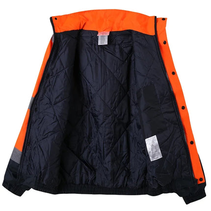 High Visibility Reflective  Jacket Men Waterproof Thickened Safety Coat for Outdoor Work Hi Vis Workwear Bomber Jacket