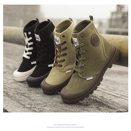 New Fashion High-top Mens Boots Outdoor Comfortable Mens Casual Boots Jungle Mountaineering Men Shoes Wide Bottom Platform Boots-KarWorkwear