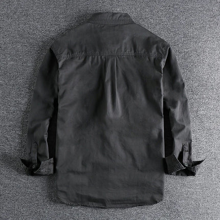 Heavy Industry Washed Male Workwear Military Shirt Jacket Fashion Men's Long Sleeve Shirt Handsome Trendy Versatile Loose Tops