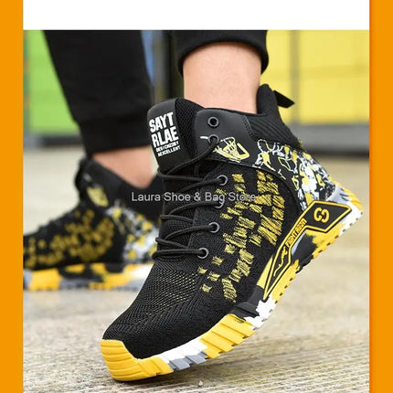 High Top Safety Shoes Men Steel Toe Work Shoes Men Women Work Safety Boots Anti Smash Safety Indestructible Work Boot Breathable