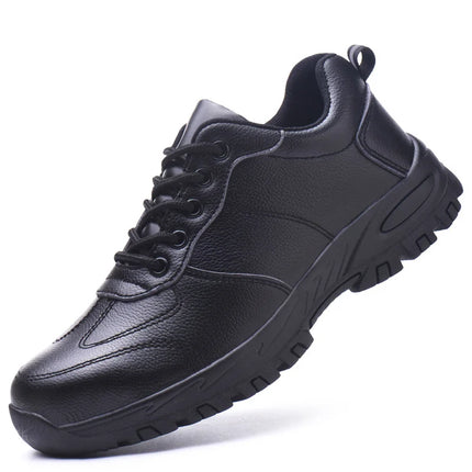 CHNMR New Water Proof Safety Shoes Men for Work Breathable Anti Smashing Sneaker For Men Blacke Leather Steel Toe Cap Sneakers-KarWorkwear