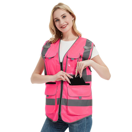 Work Vest for Women Work Clothes Hi Vis Workwear Vest with Pockets