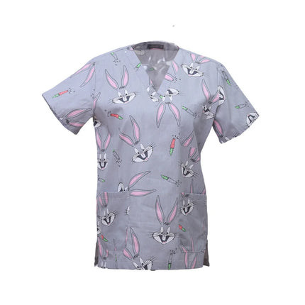 Pet Clinic Vet Work Uniforms Women Nurse Accessories Animal Printed Hospital Doctor Nursing T-Shirt Medical Scrubs Clothes Tops-KarWorkwear