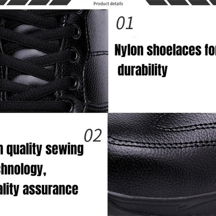 CHNMR New Water Proof Safety Shoes Men for Work Breathable Anti Smashing Sneaker For Men Blacke Leather Steel Toe Cap Sneakers-KarWorkwear