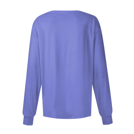 Women Long Sleeve Nurse Uniforms with Pockets Causal Round Collar Solid Single-Breasted Protective Overalls Cardigan Jackets Top