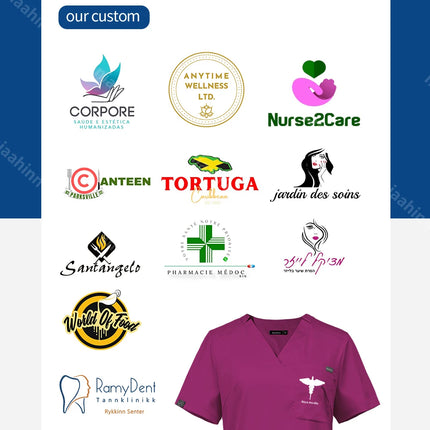 V-neck Nurse Scrubs Workwear Short Sleeve Surgical Nursing Uniforms Women Dental Clinic Scrub Medical Uniforms Customizable Logo-KarWorkwear